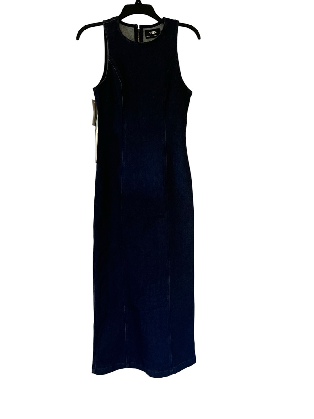 Aritzia TEN Westend Denim Maxi Dress Size 6 NWT Dark Wash Minimalist Chic